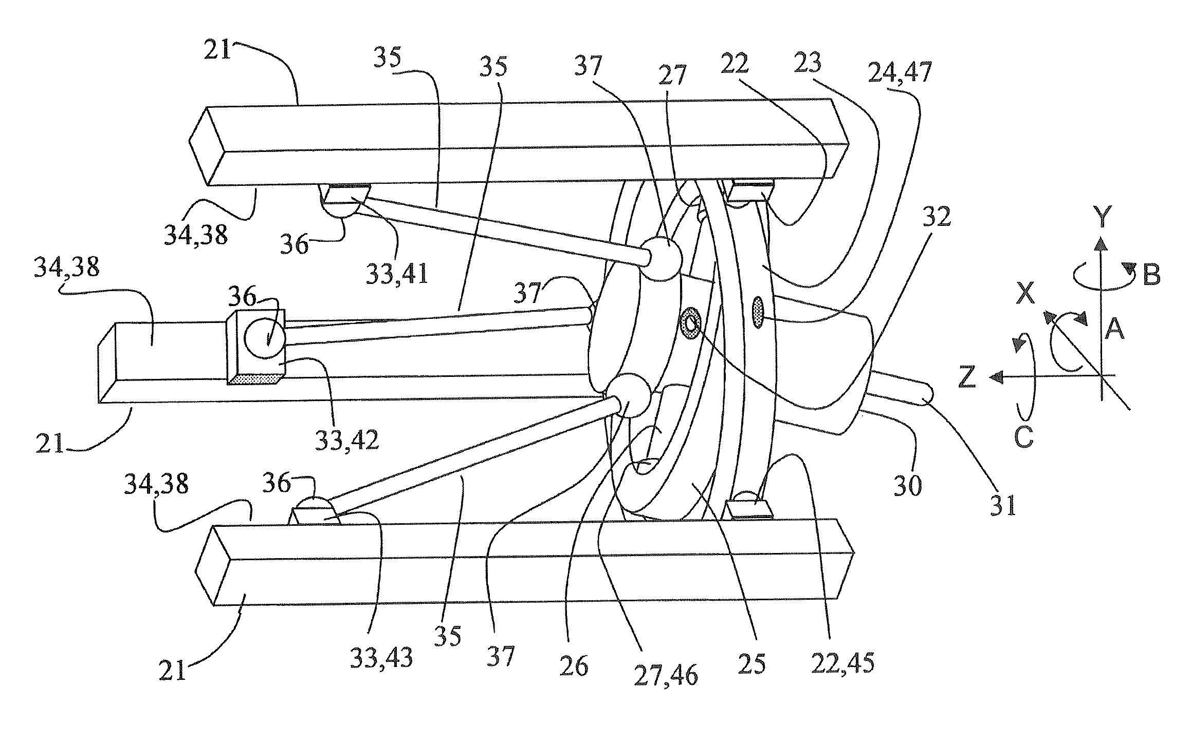 Three degree of freedom parallel mechanism, multi-axis control machine tool using the mechanism and control method for the mechanism