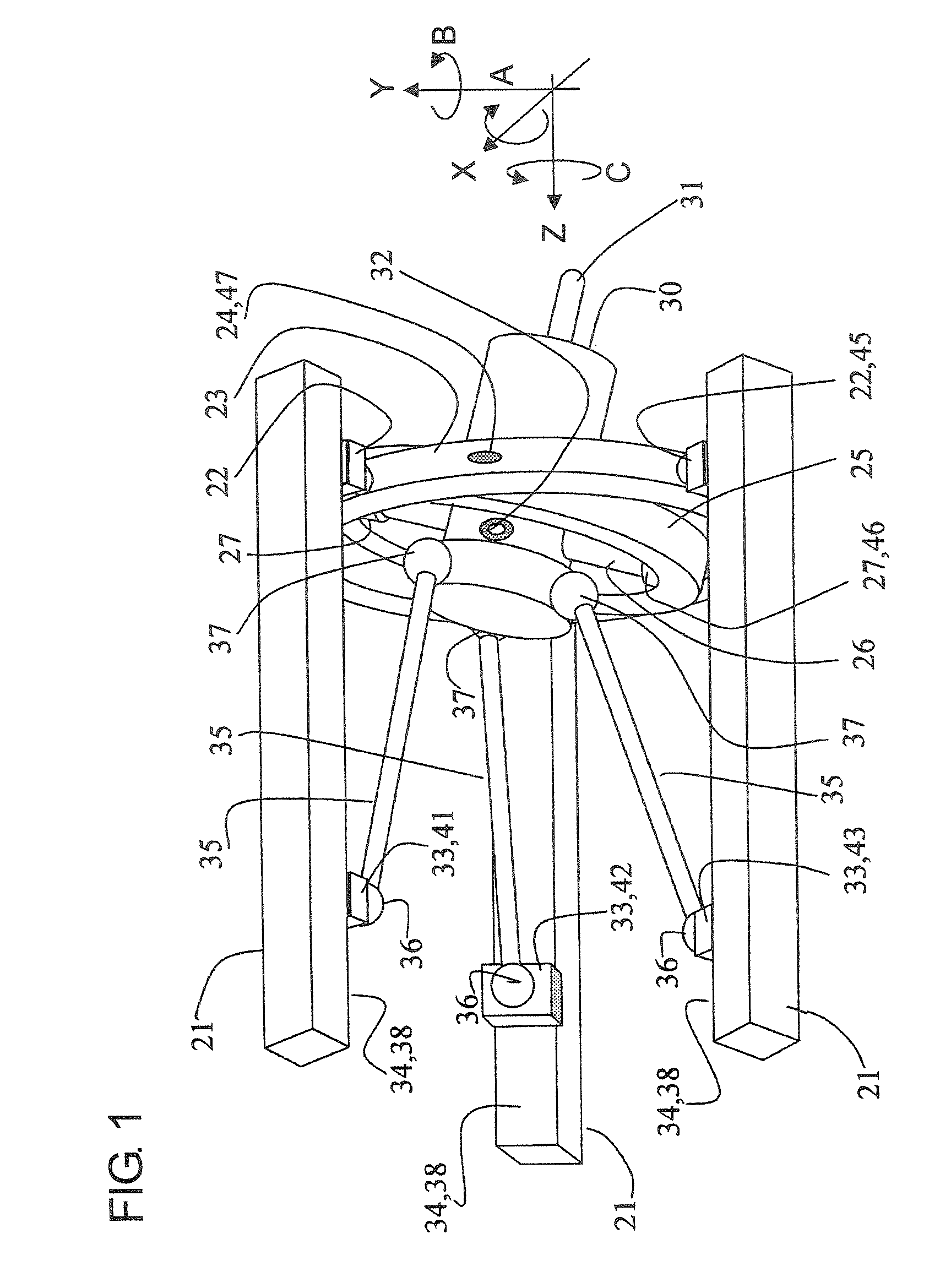 Three degree of freedom parallel mechanism, multi-axis control machine tool using the mechanism and control method for the mechanism