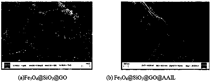 Tryptophan ionic liquid loaded magnetic graphene oxide nano composite material and tebuconazole extraction detection method thereof