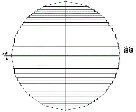 Staggered iron core oil passage structure