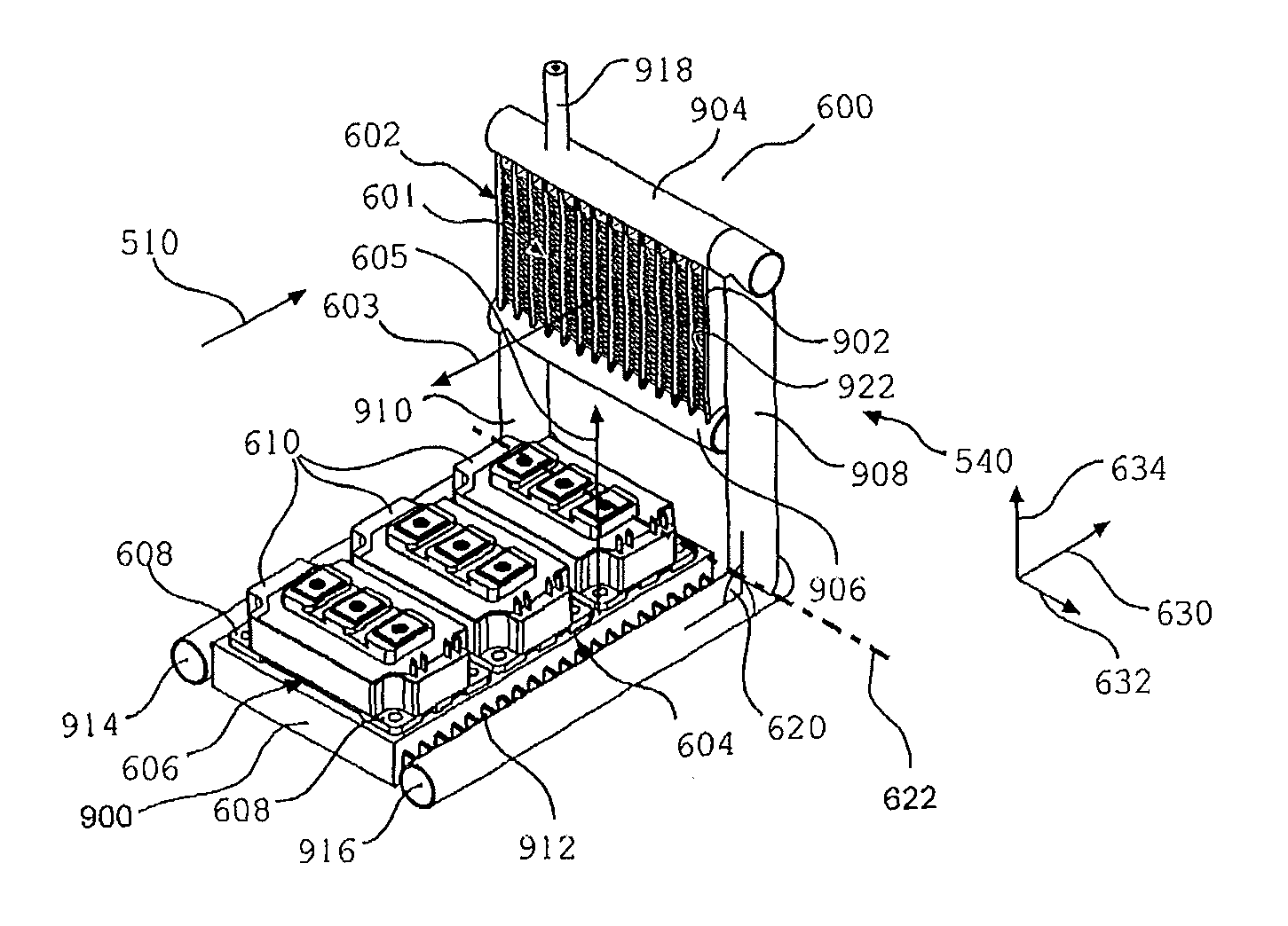 Thermosiphon cooler arrangement in modules with electric and/or electronic components