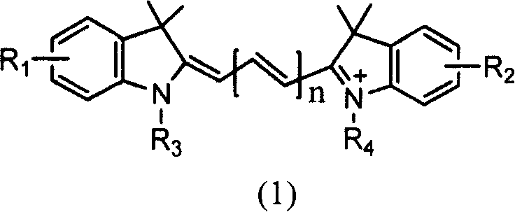 Solid-phase synthesis of asymmetric indocyanine dyes