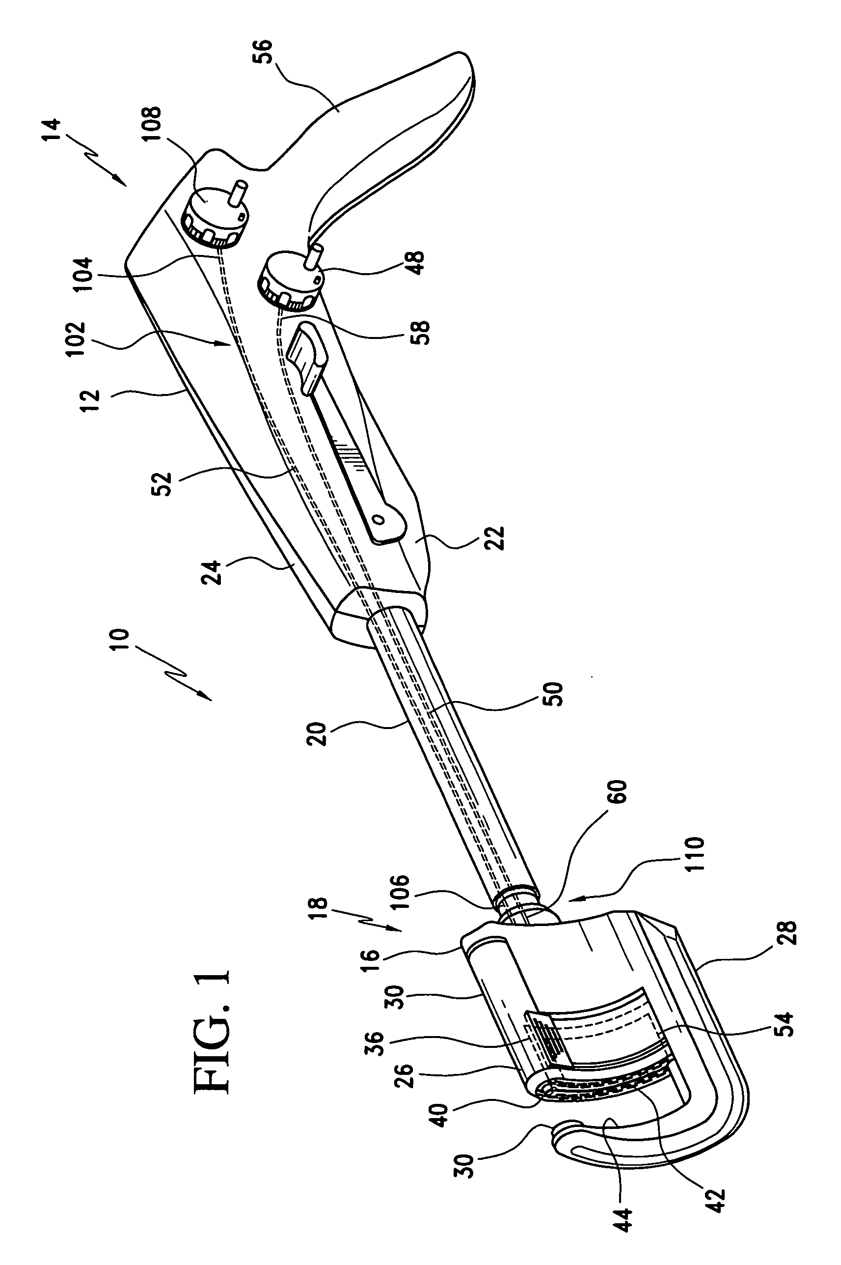 Articulating curved cutter stapler