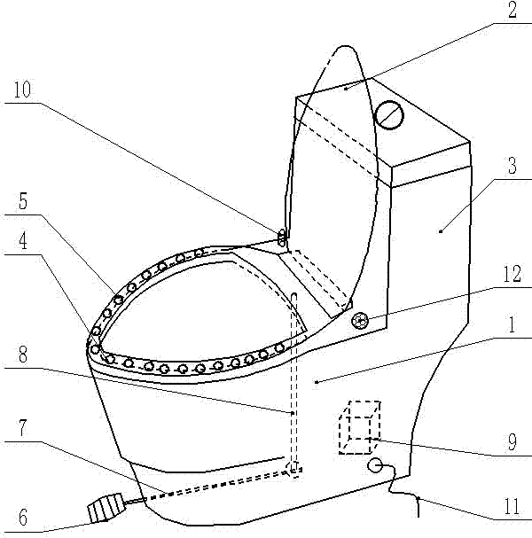 Automatic cover flipping toilet with massage function