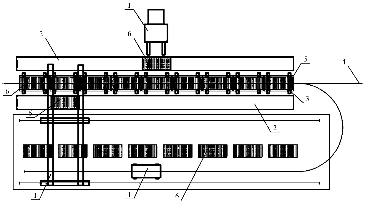 Whole-row synchronous container loading and unloading method and system based on pre-storage