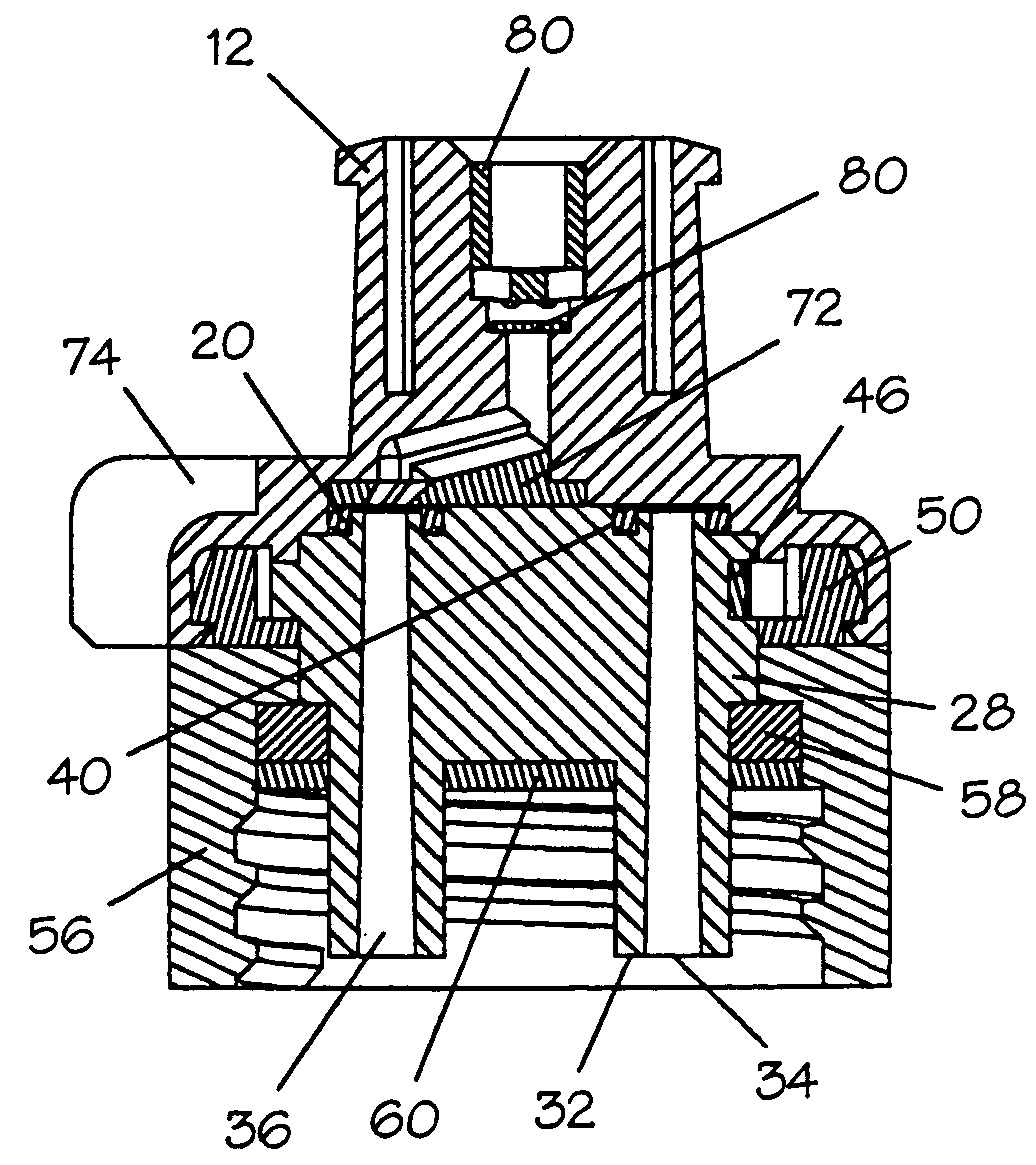 Multi-chambered container fluid selection valve