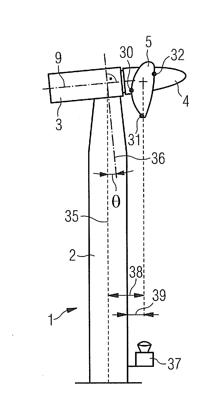 Wind turbine and method for measuring the pitch angle of a wind turbine rotor blade