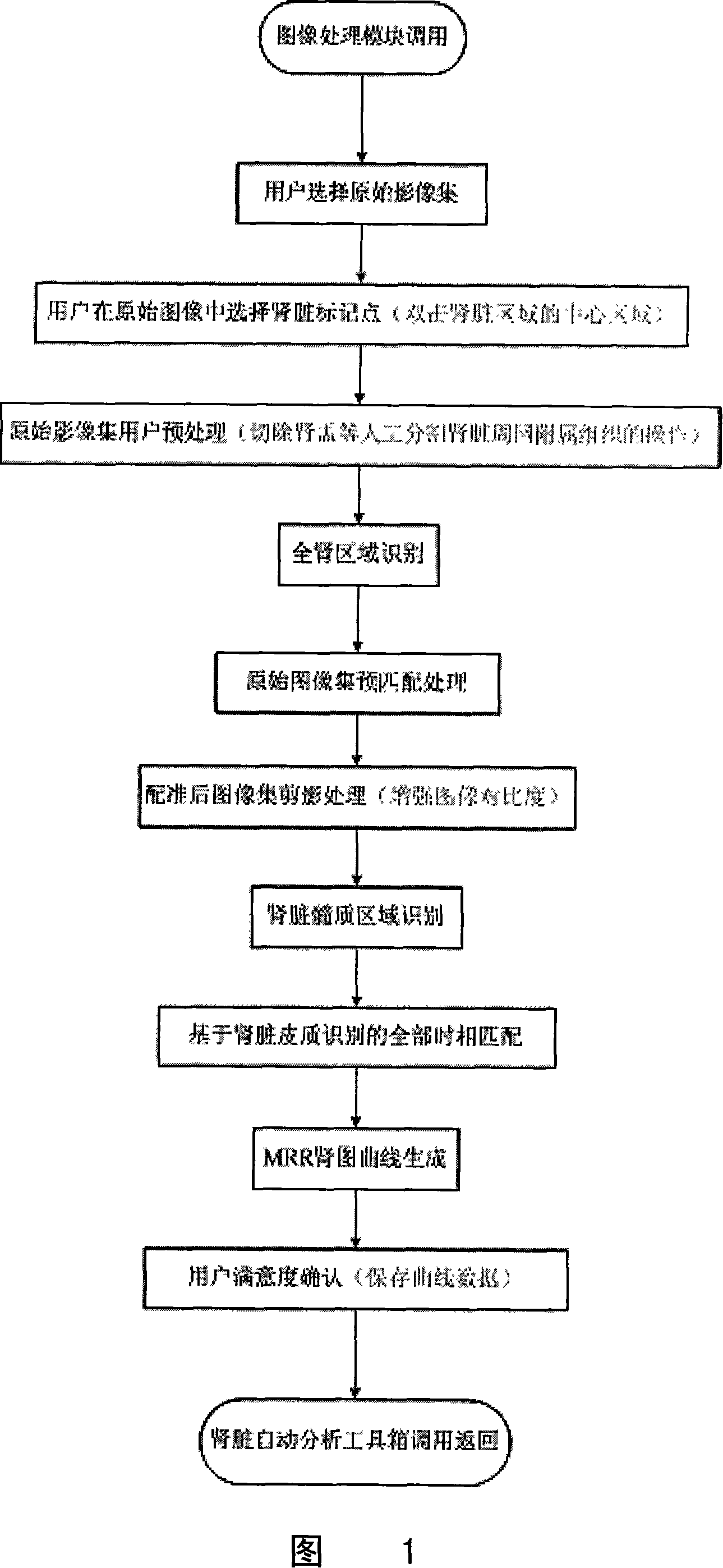 Image processing process based on magnetic resonance three-dimensional renogram