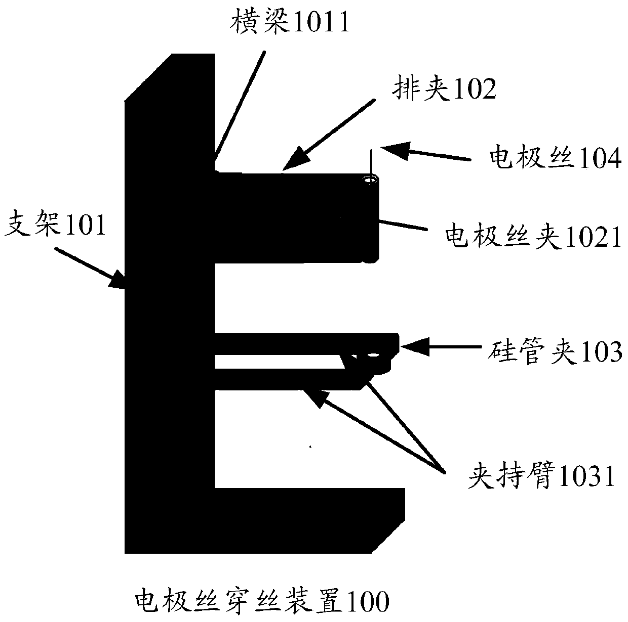 An electrode wire threading device and method