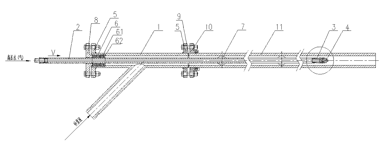 Descaling device at inner wall of steel tube with 20-100mm of diameter