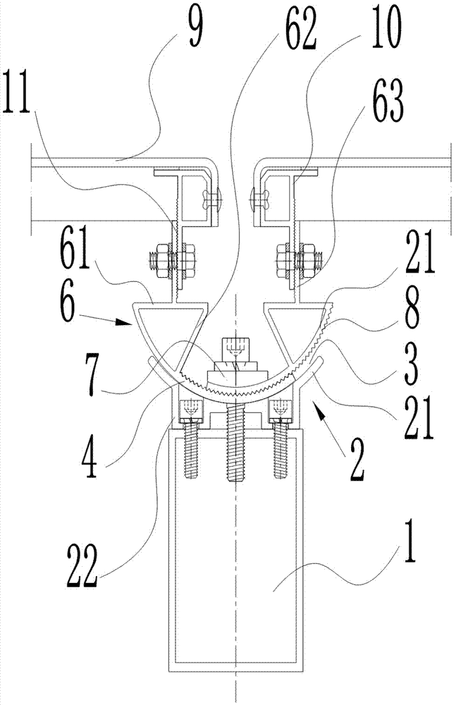 Curtain wall plate angle adjusting structure