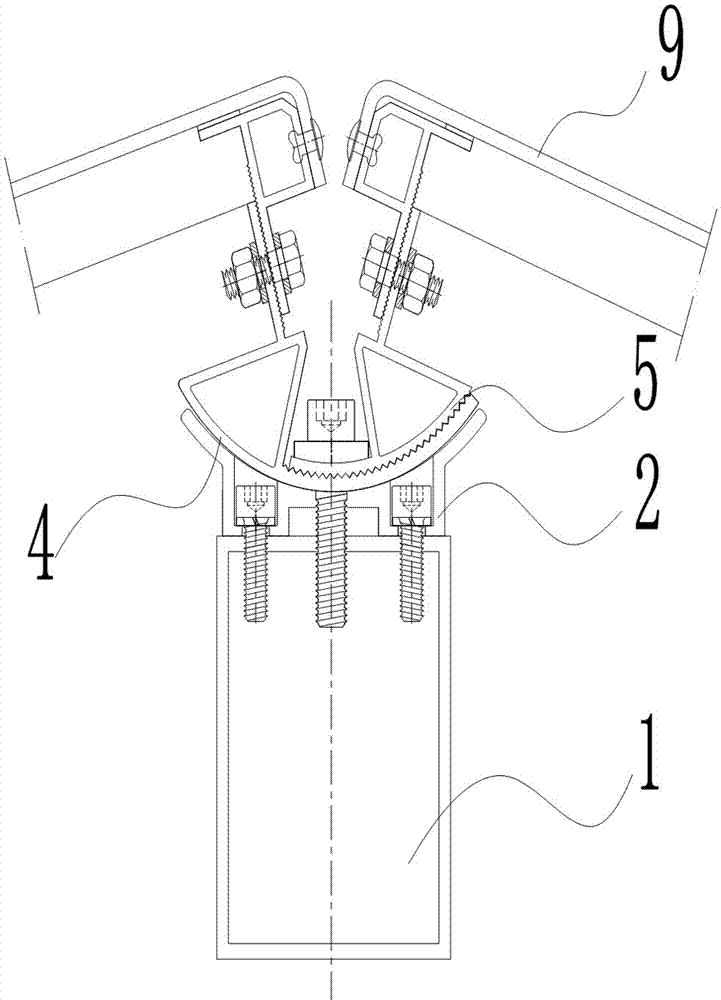 Curtain wall plate angle adjusting structure