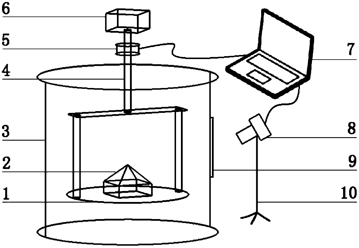 Real-time measuring system for growth parameters of KDP type crystal and measuring method thereof