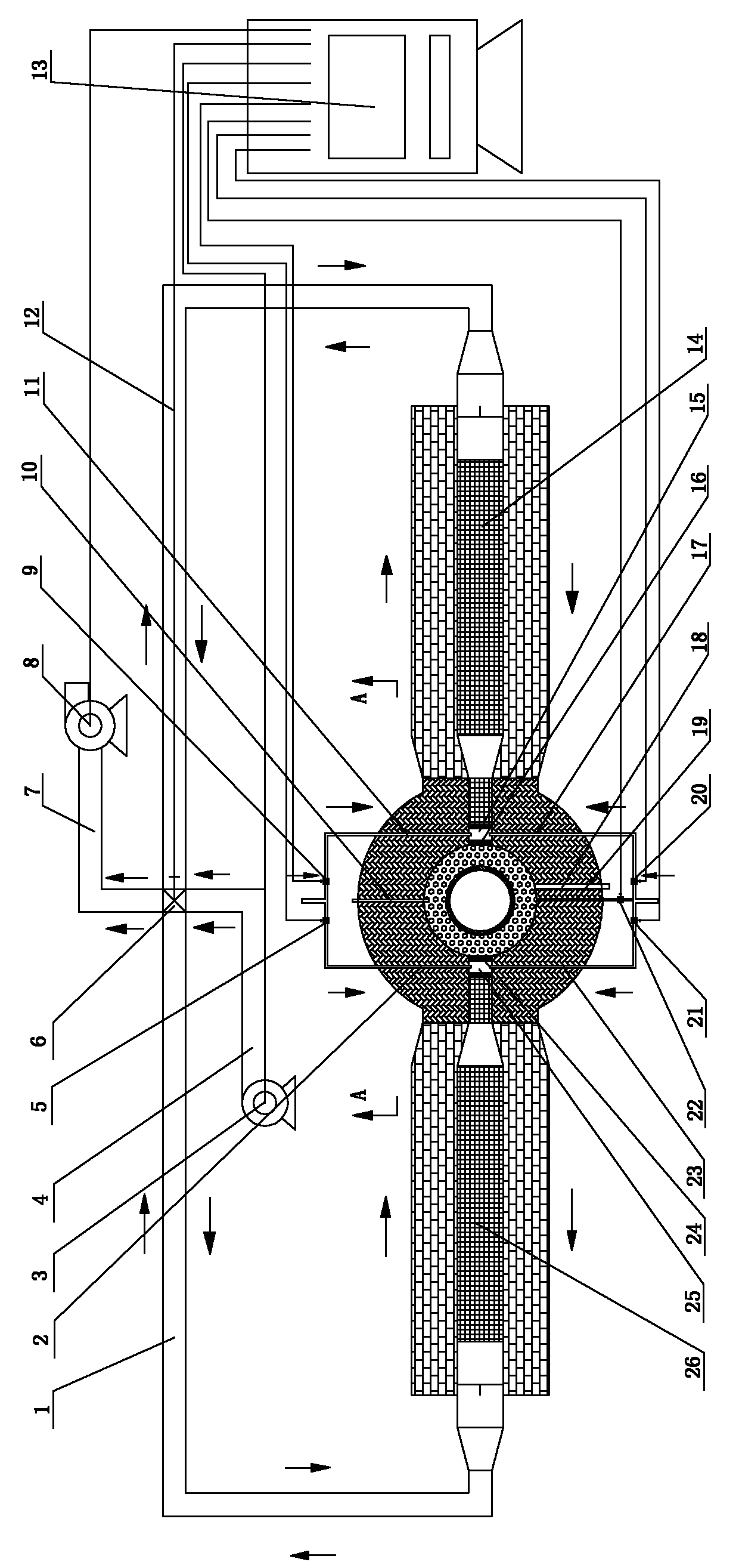 Reciprocating type porous medium gas burning metal smelting furnace