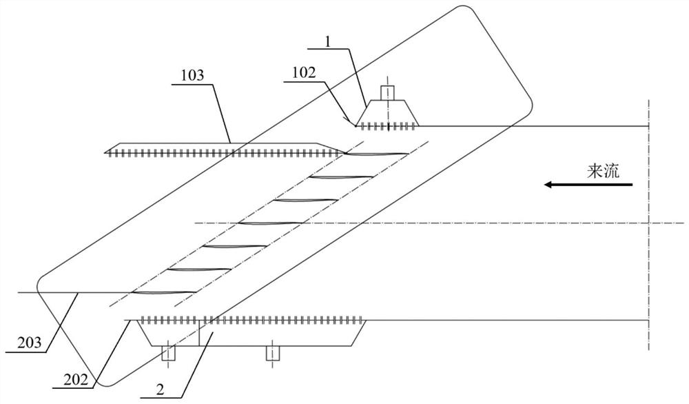 A supersonic plane cascade flow field start-up and uniformity adjustment device