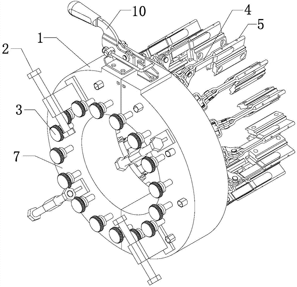 Ultrasonic guided-wave probe array fixing device used for tube fitting detection