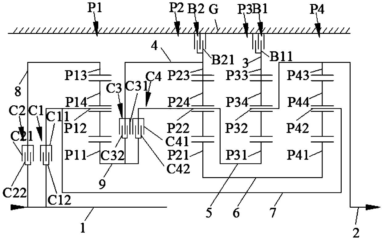 Nine-speed automatic transmission of automobiles