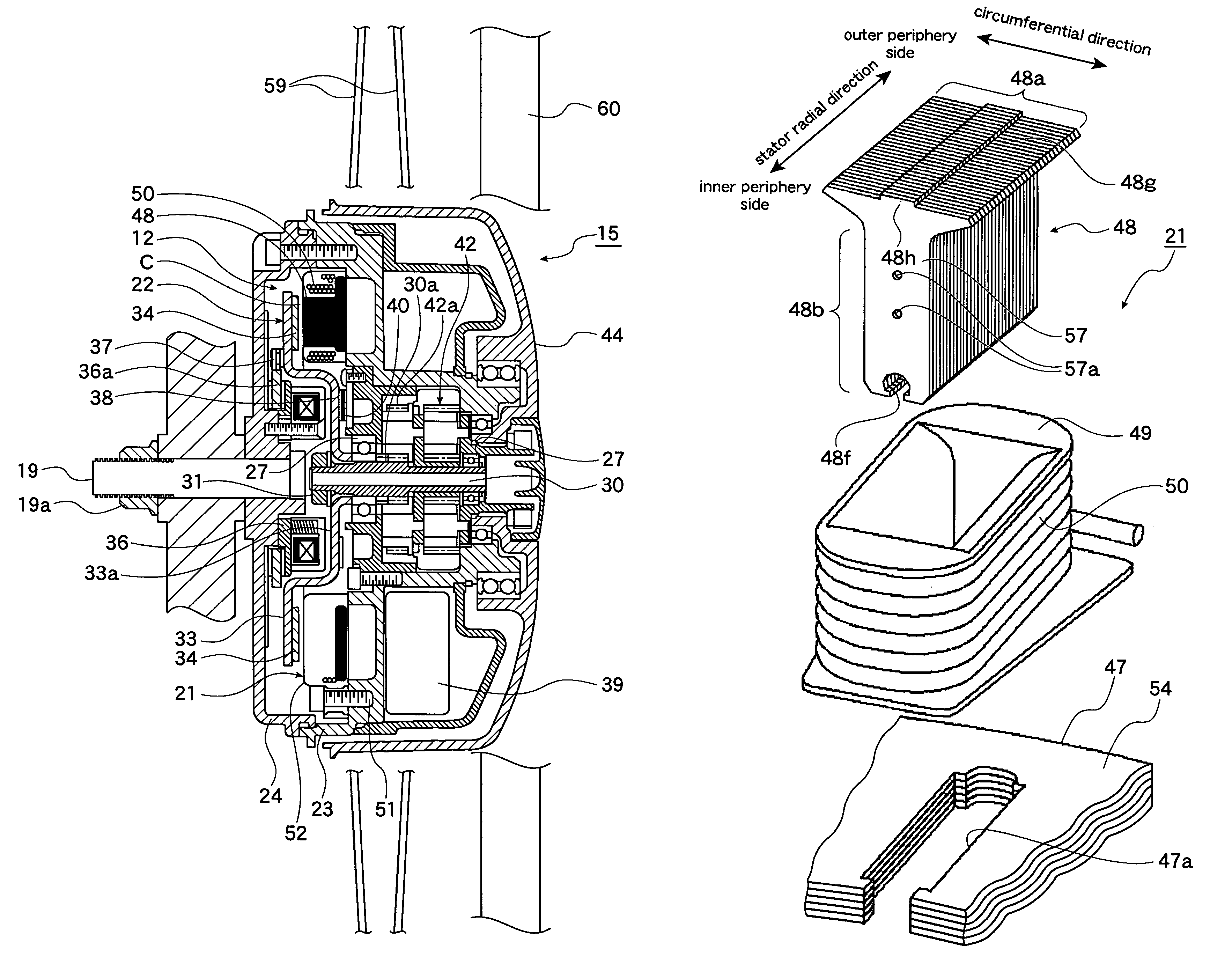 Rotary electric machine and electric wheelchair mounted with rotary electric machine