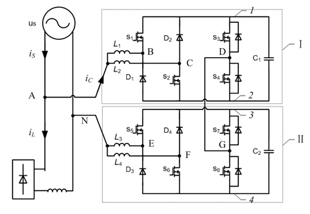 Five-level dual-buck parallel active power filter (APF) and dual-frequency half-wave control method thereof