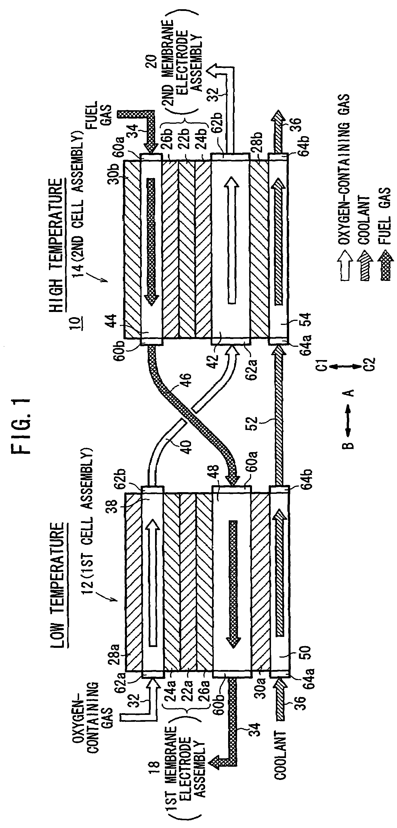 Fuel cell with fuel gas adjustment mechanism