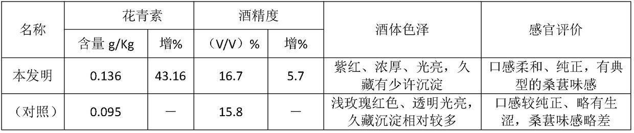 Preparation method of high anthocyanin content mulberry wine