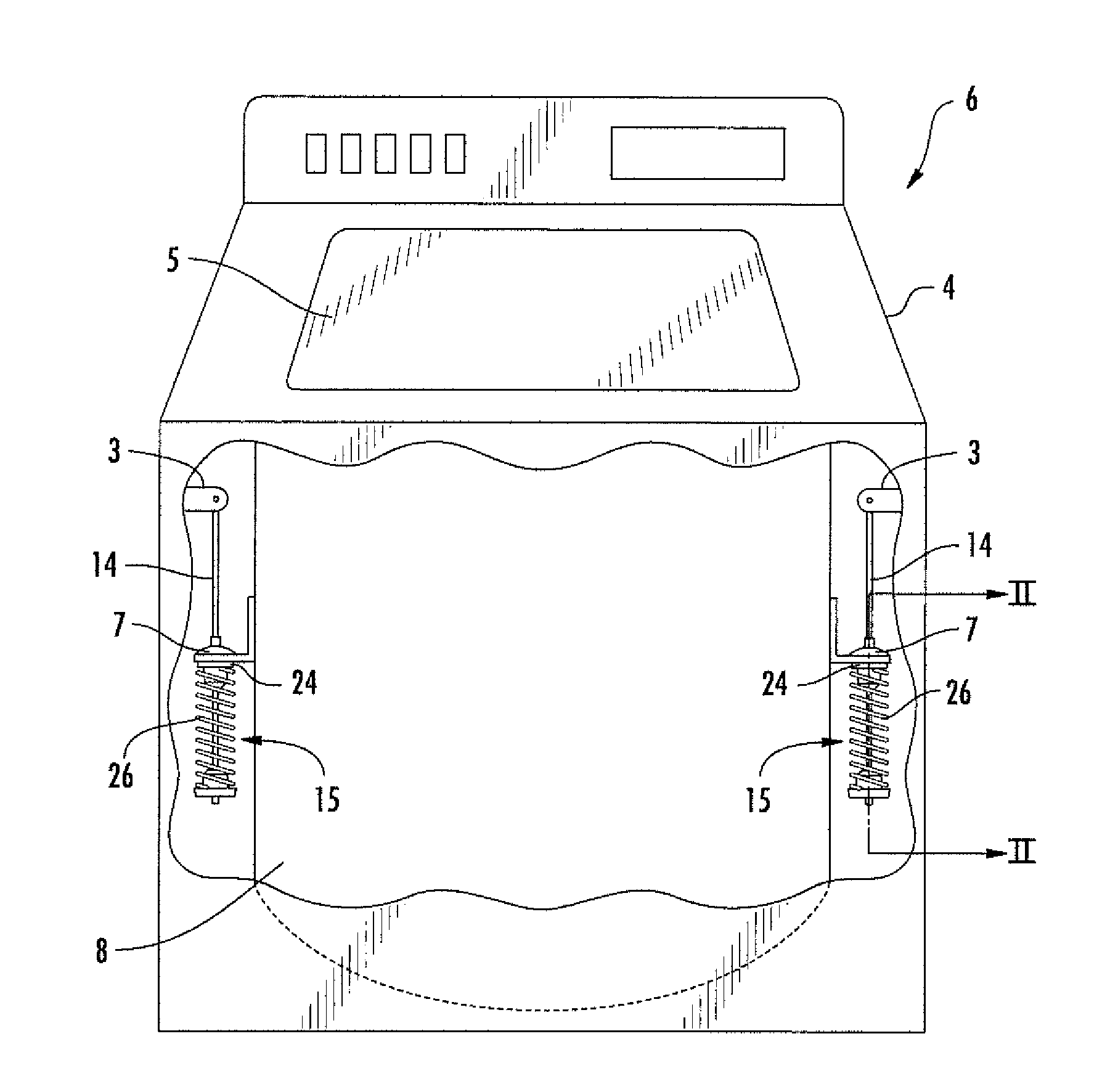 Non-cylindrical damping element suspension