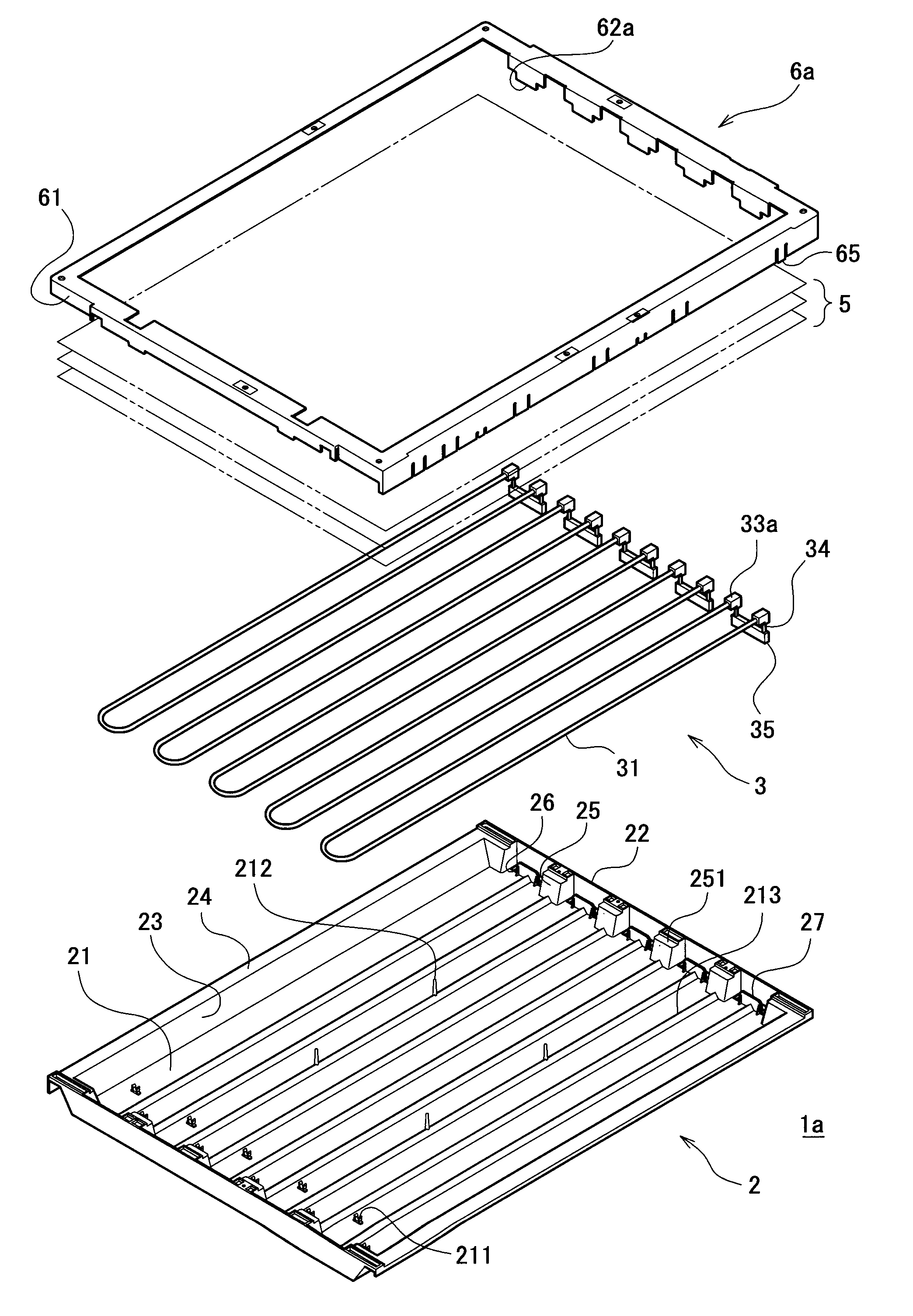 Support Structure for a Light Source, a Backlight Unit for a Display Device Having the Support Structure, and a Display Device