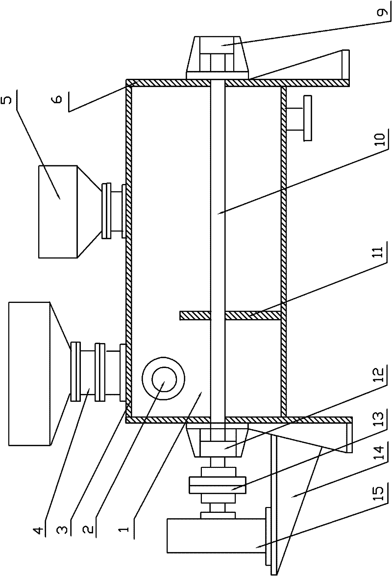 Horizontal continuous polymerization reaction kettle for producing rubber powder modified bitumen