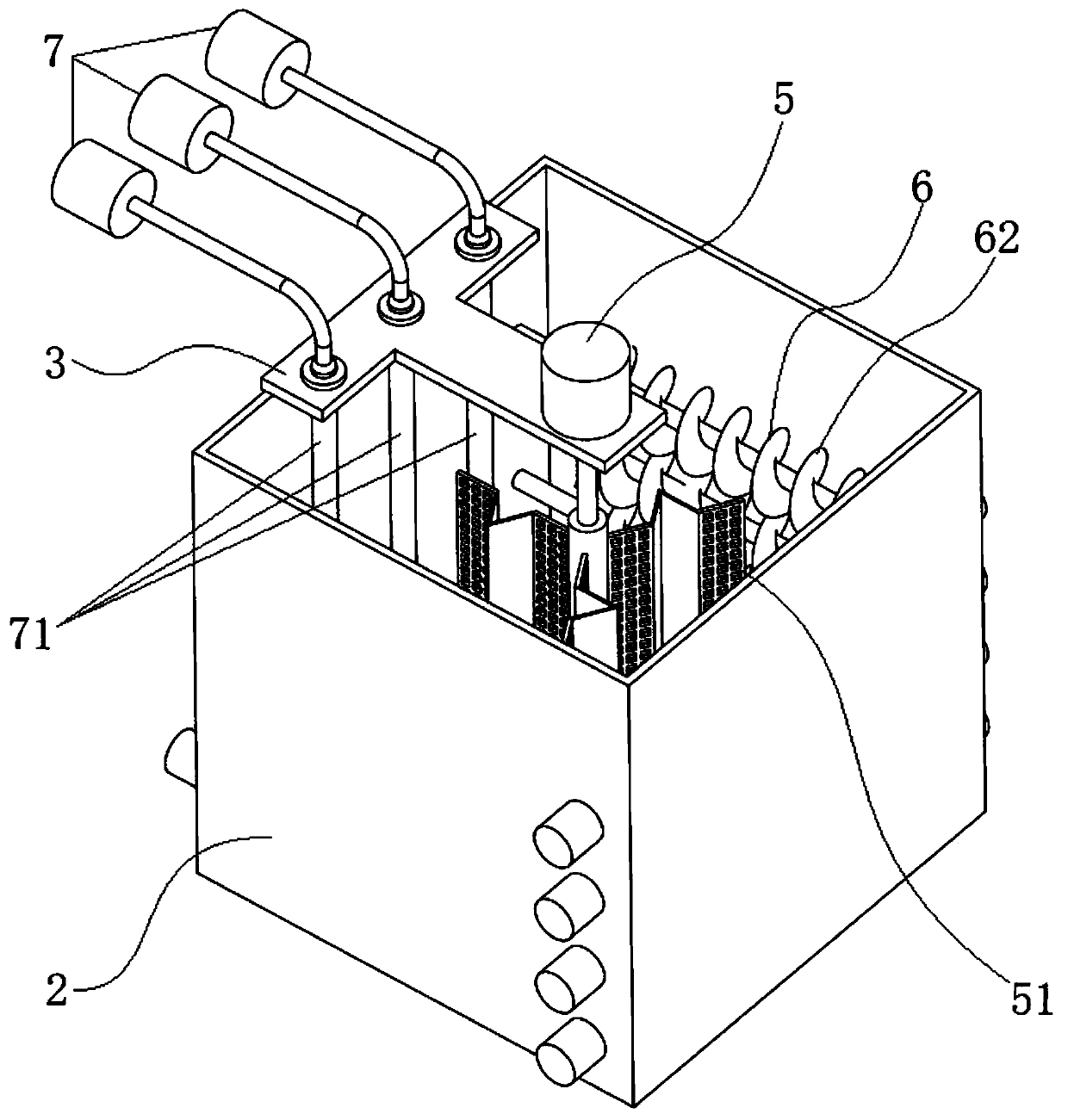 Anti-swirl inclined-conveying-type industrial material stirring machine and working method thereof