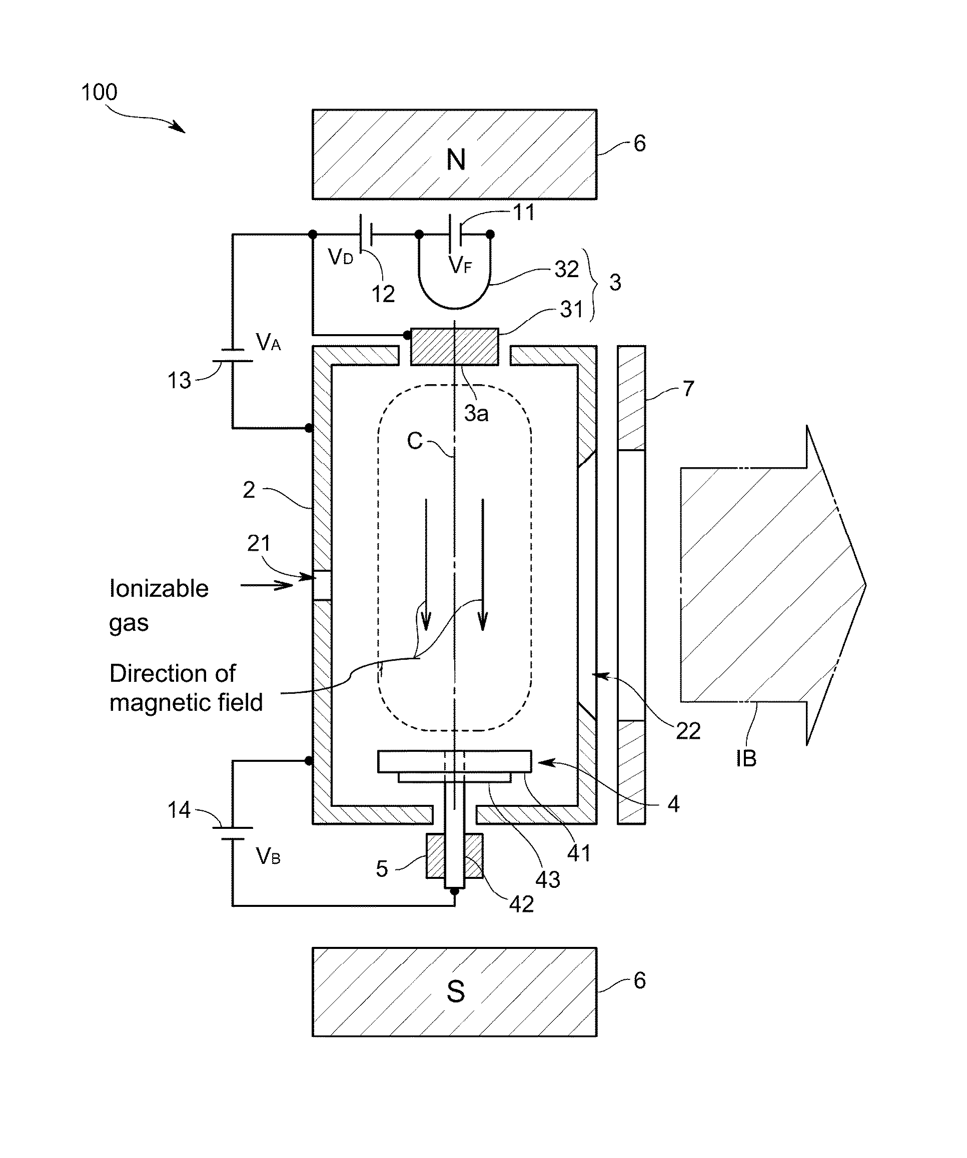 Ion source and repeller structure