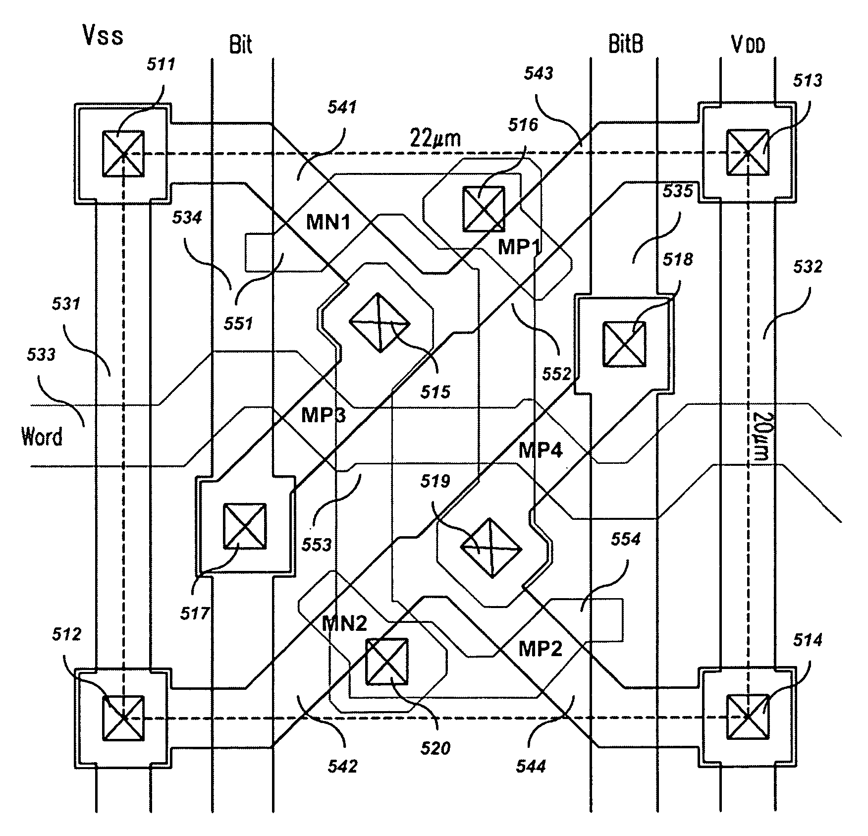 SRAM core cell for light-emitting display