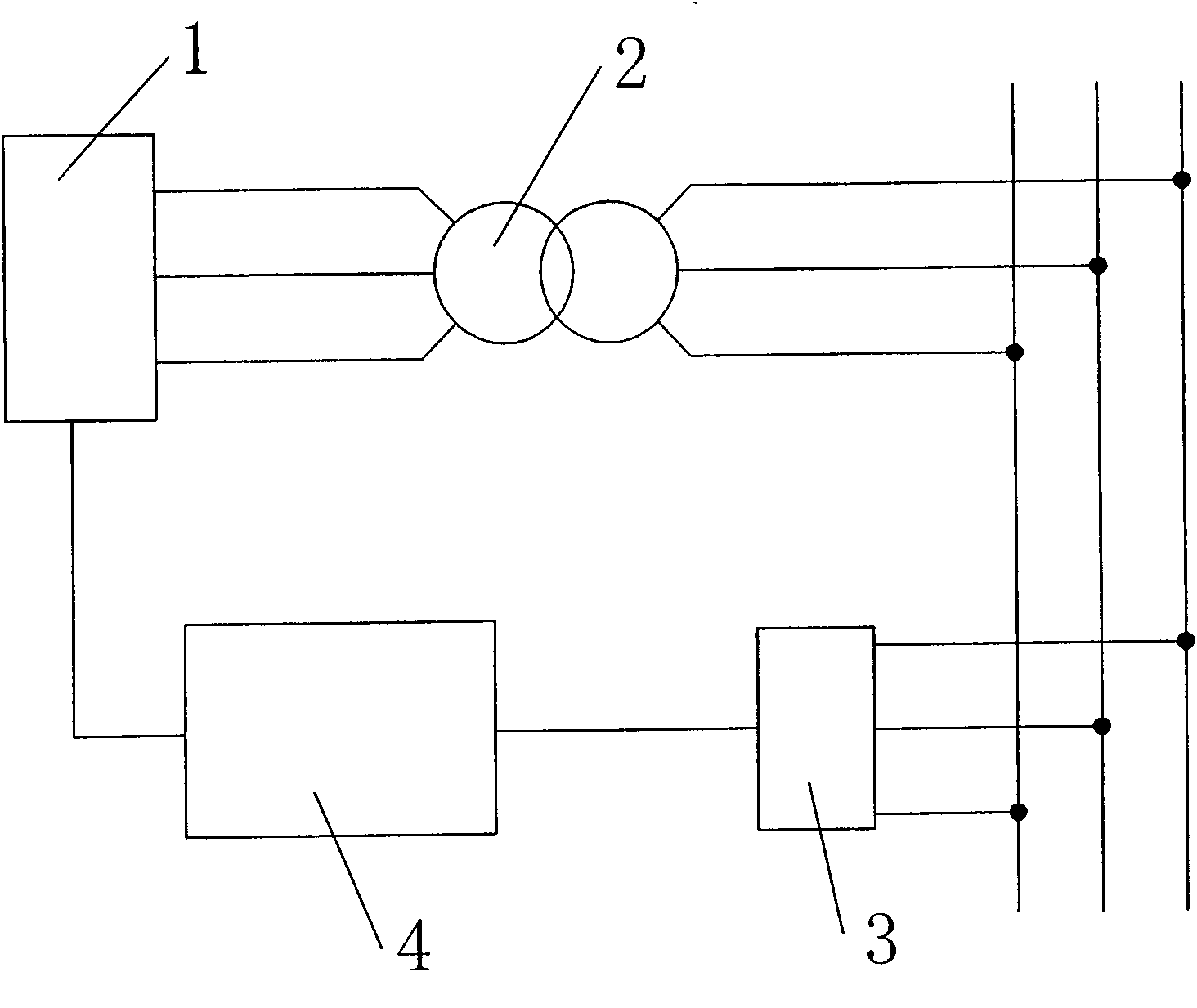 Dynamic reactive power compensation device of line thyristor switching capacitor