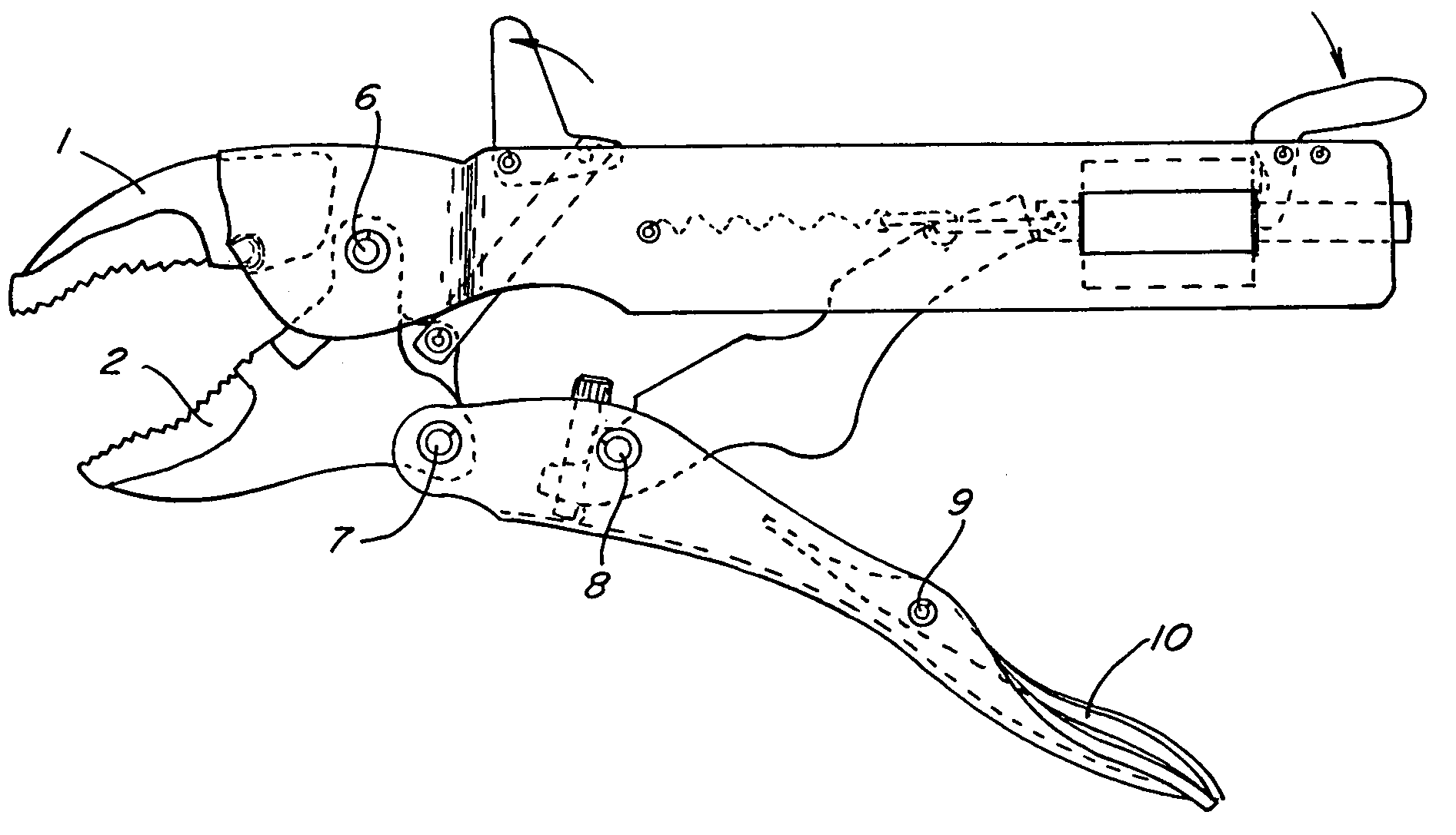 Automatic sizing one-handed locking pliers