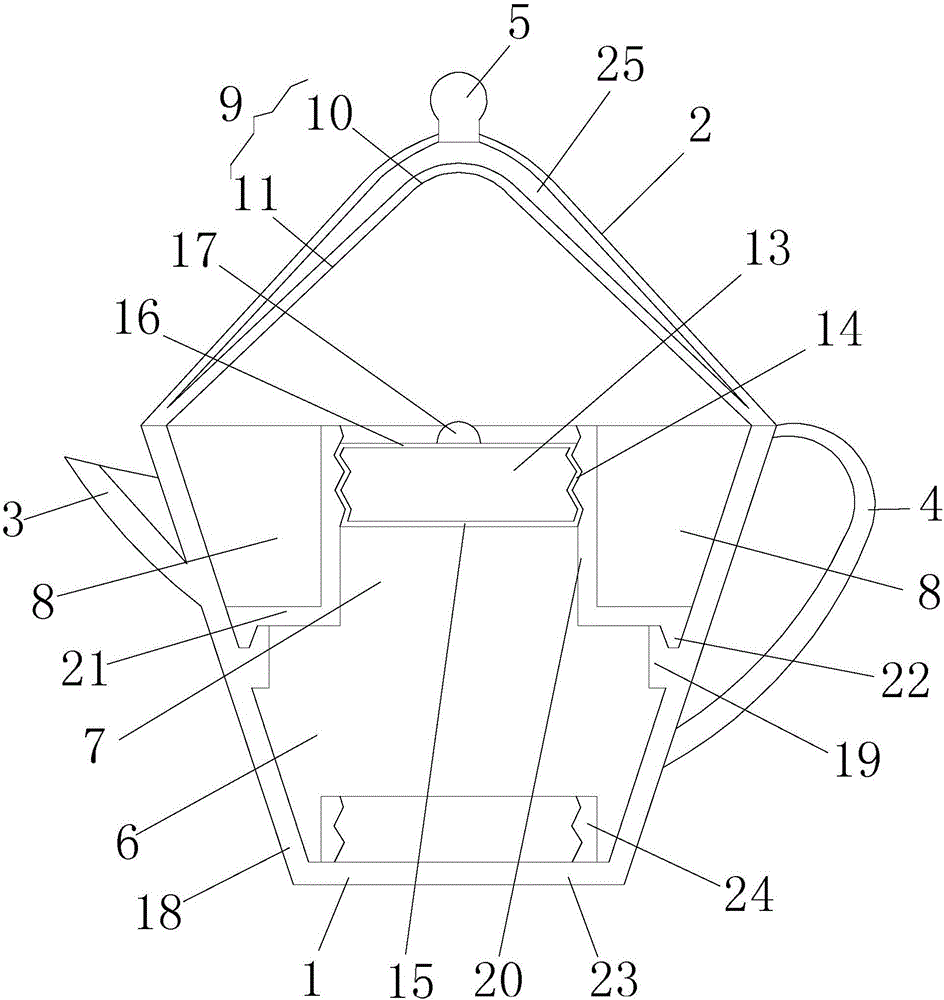 Double-purpose steaming and soaking teapot with condensing layer