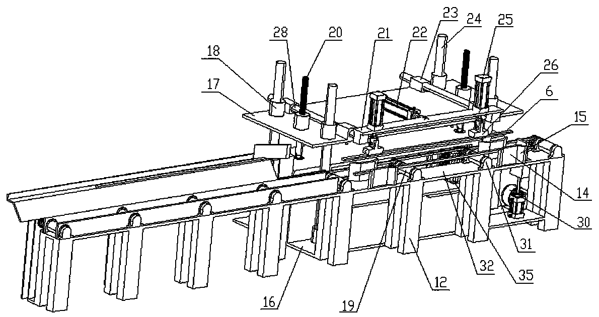 Flat steel production device with cutting-off, blanking and discharging functions