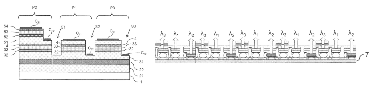 Semiconducting pixel, matrix of such pixels, semiconducting structure for the production of such pixels and their methods of fabrication