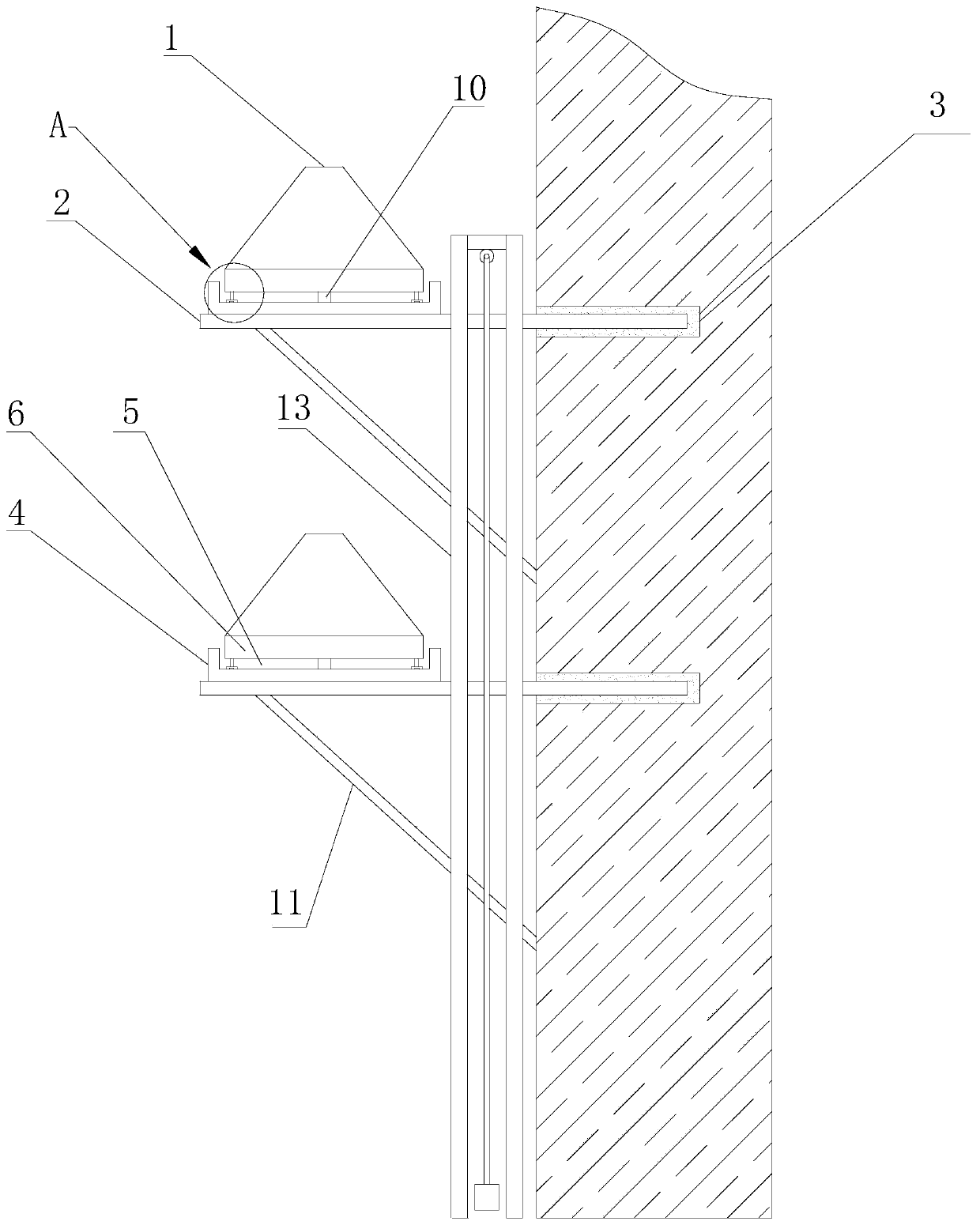 Hotel building suitable for being planned on cliff and construction method thereof