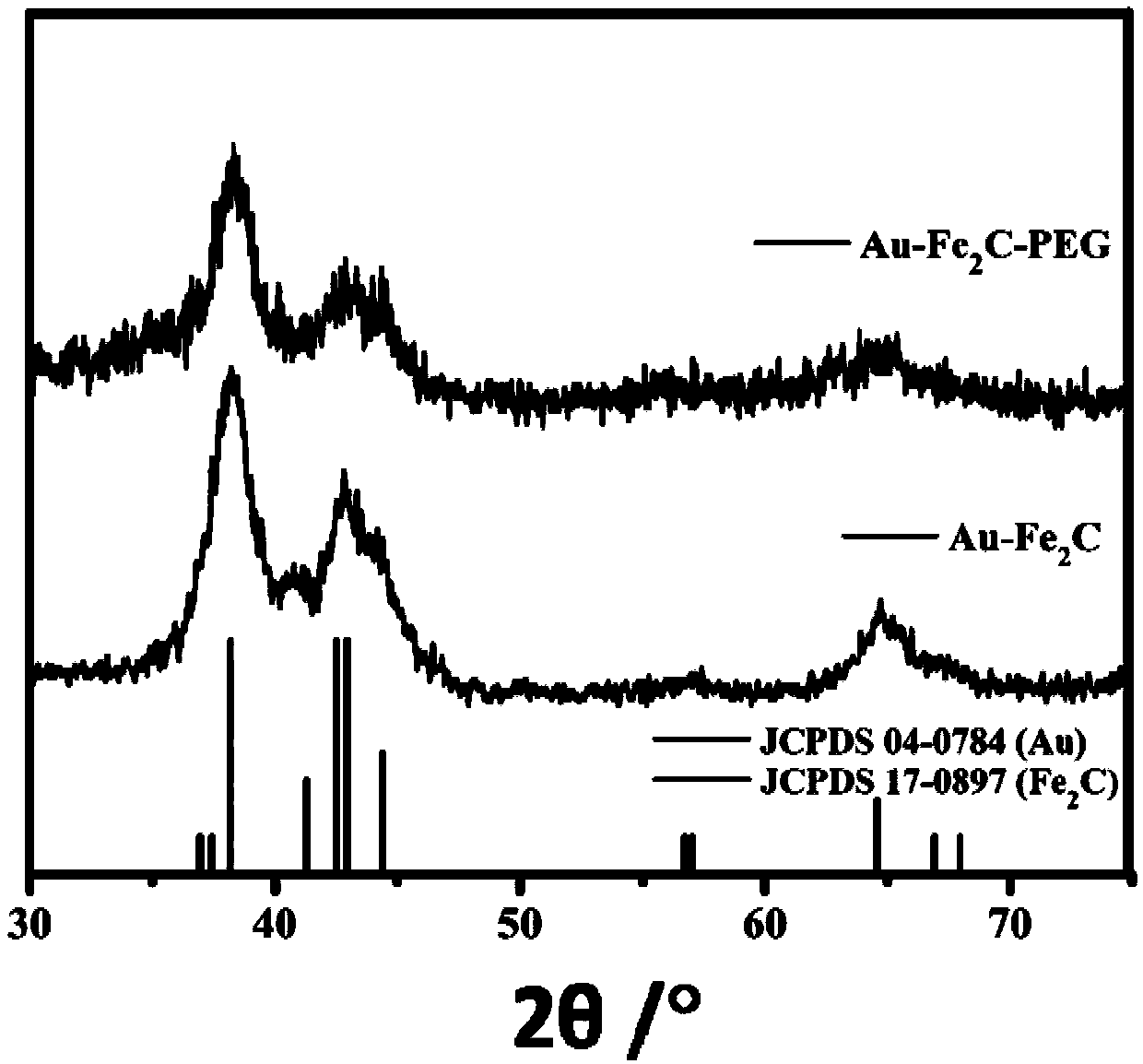 Gold/iron carbide heterogeneous nanometer particle and preparation and application thereof