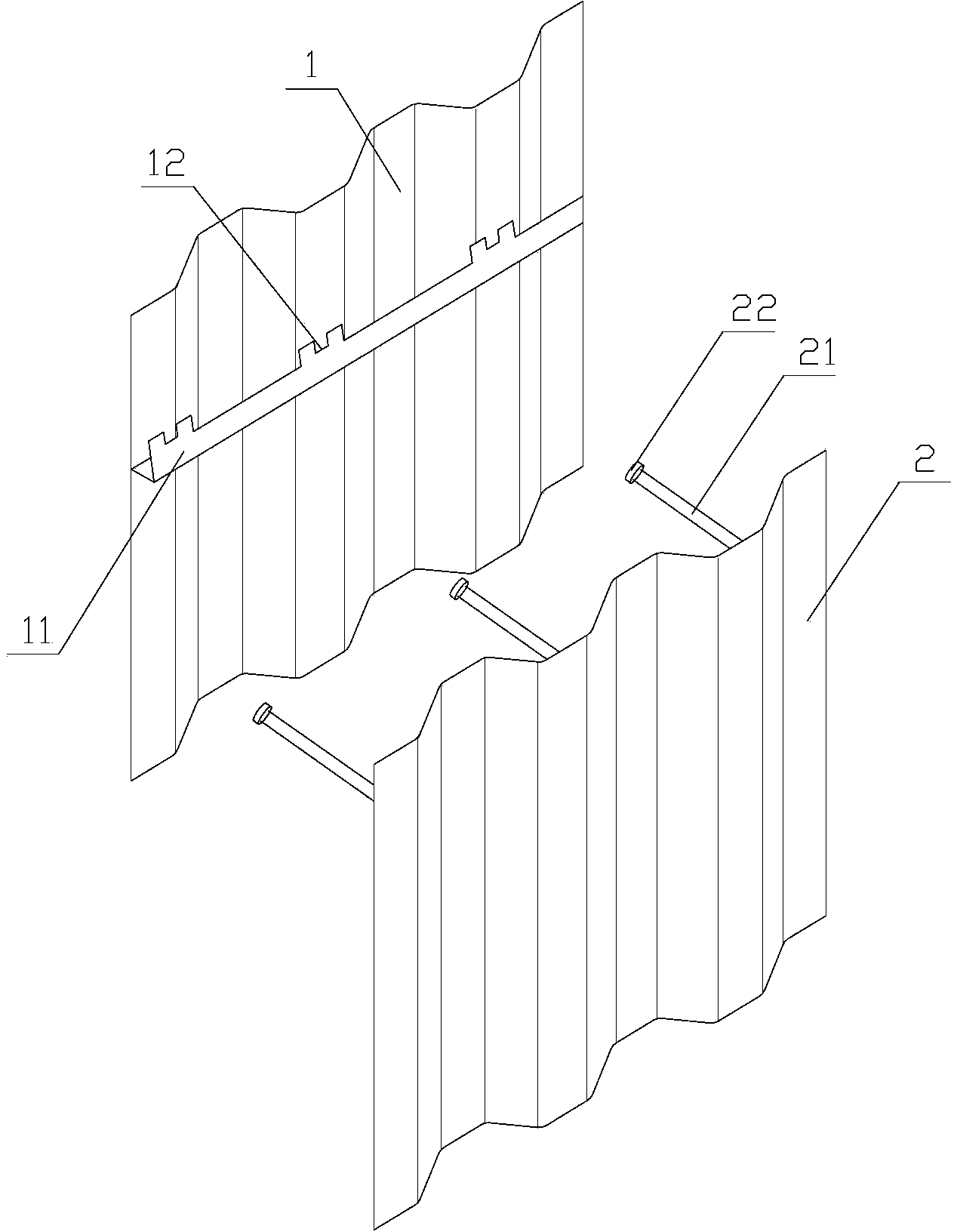 Double-layer corrugated steel plate and composite structure partition wall