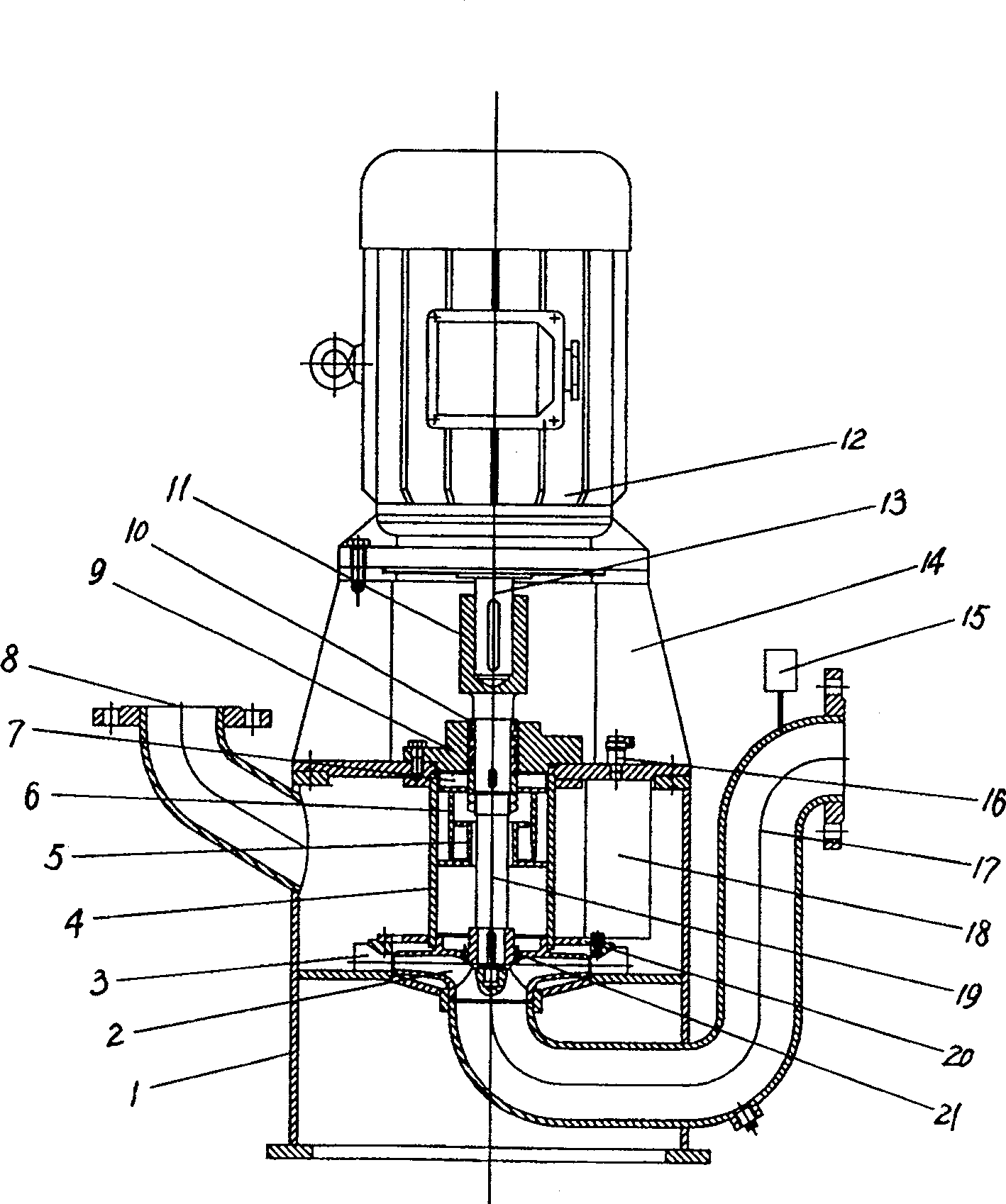 Non leakage fully power closed type vertical self priming pump