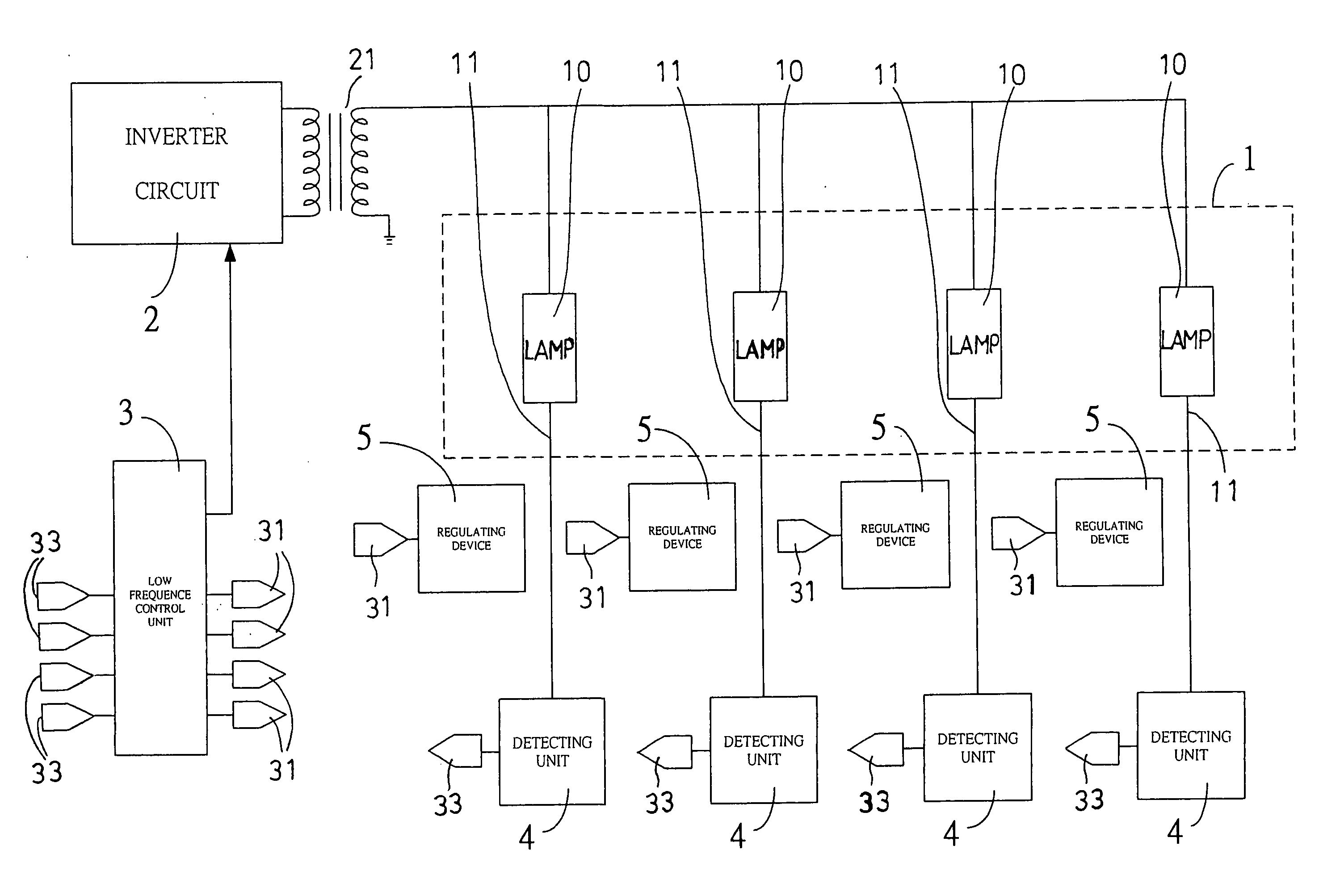 Multi-lamp actuating facility