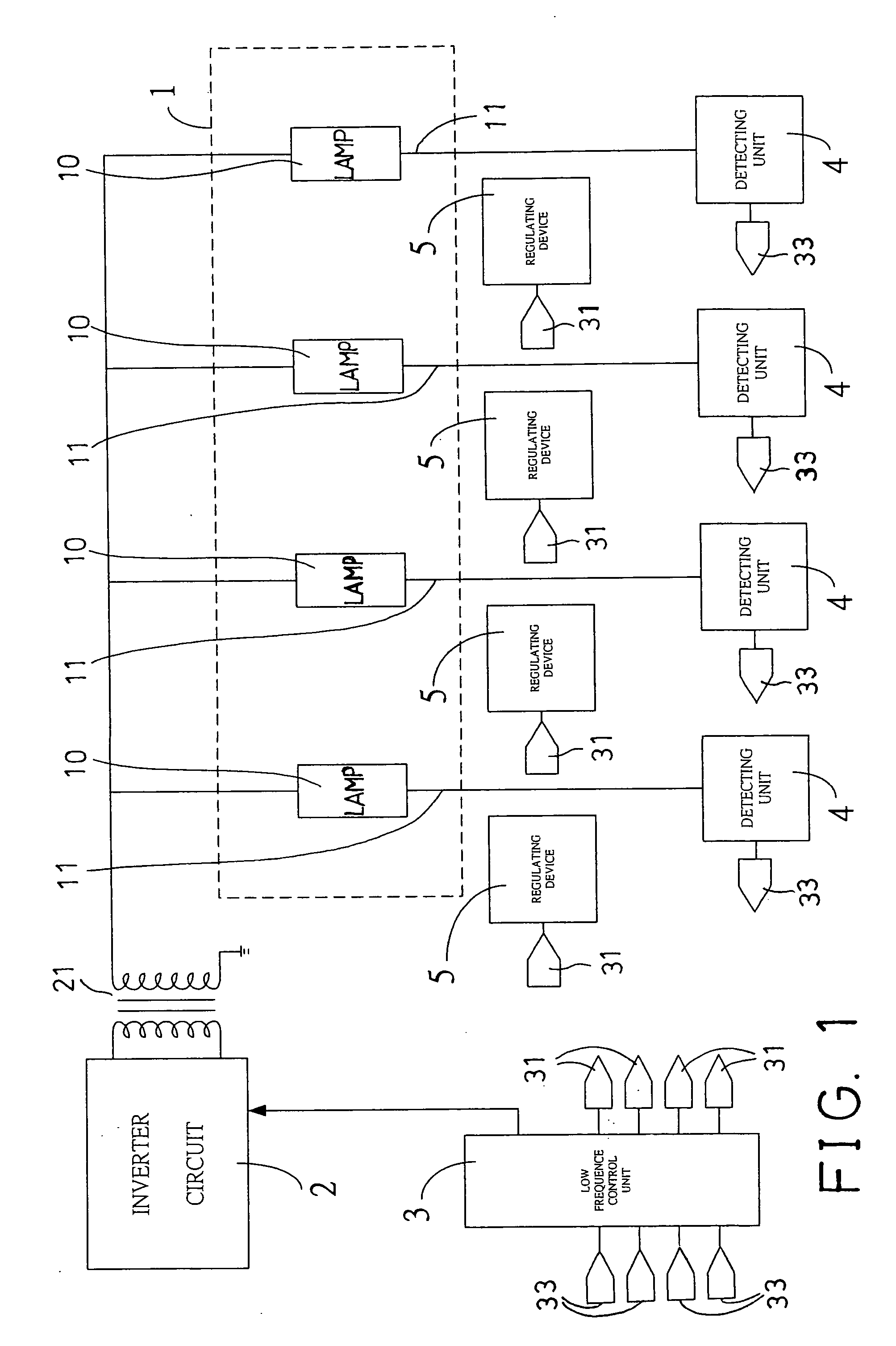 Multi-lamp actuating facility