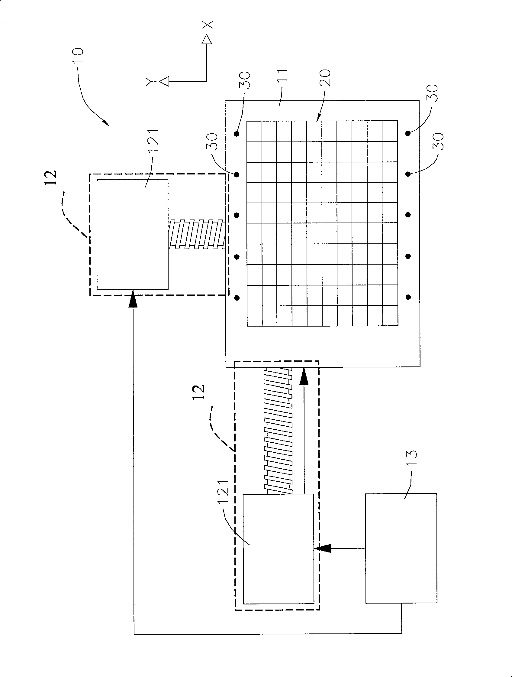 High positioning accuracy image detection device for two-D display panel and its method