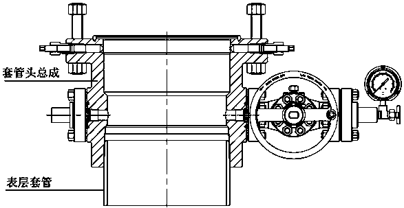 Wellhead assembly bottom connecting device for shortening surface-drilling working time