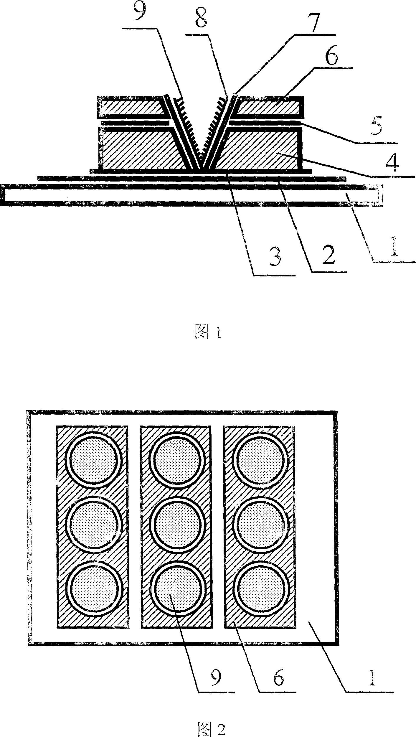 Flat board display of bevel cathode side-grid controlled structure and mfg. process