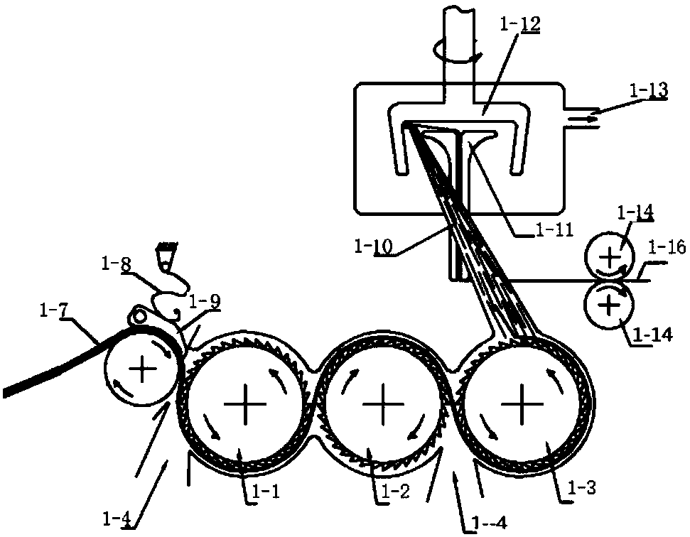 Rotor spinning method and device with five-sliver asynchronous input and three-stage carding