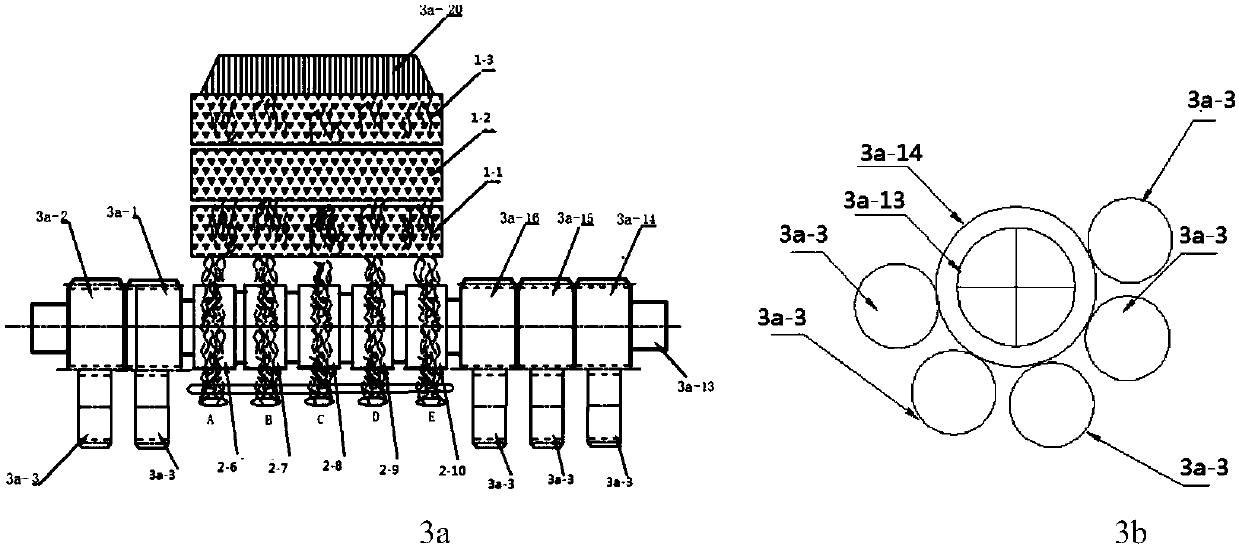 Rotor spinning method and device with five-sliver asynchronous input and three-stage carding