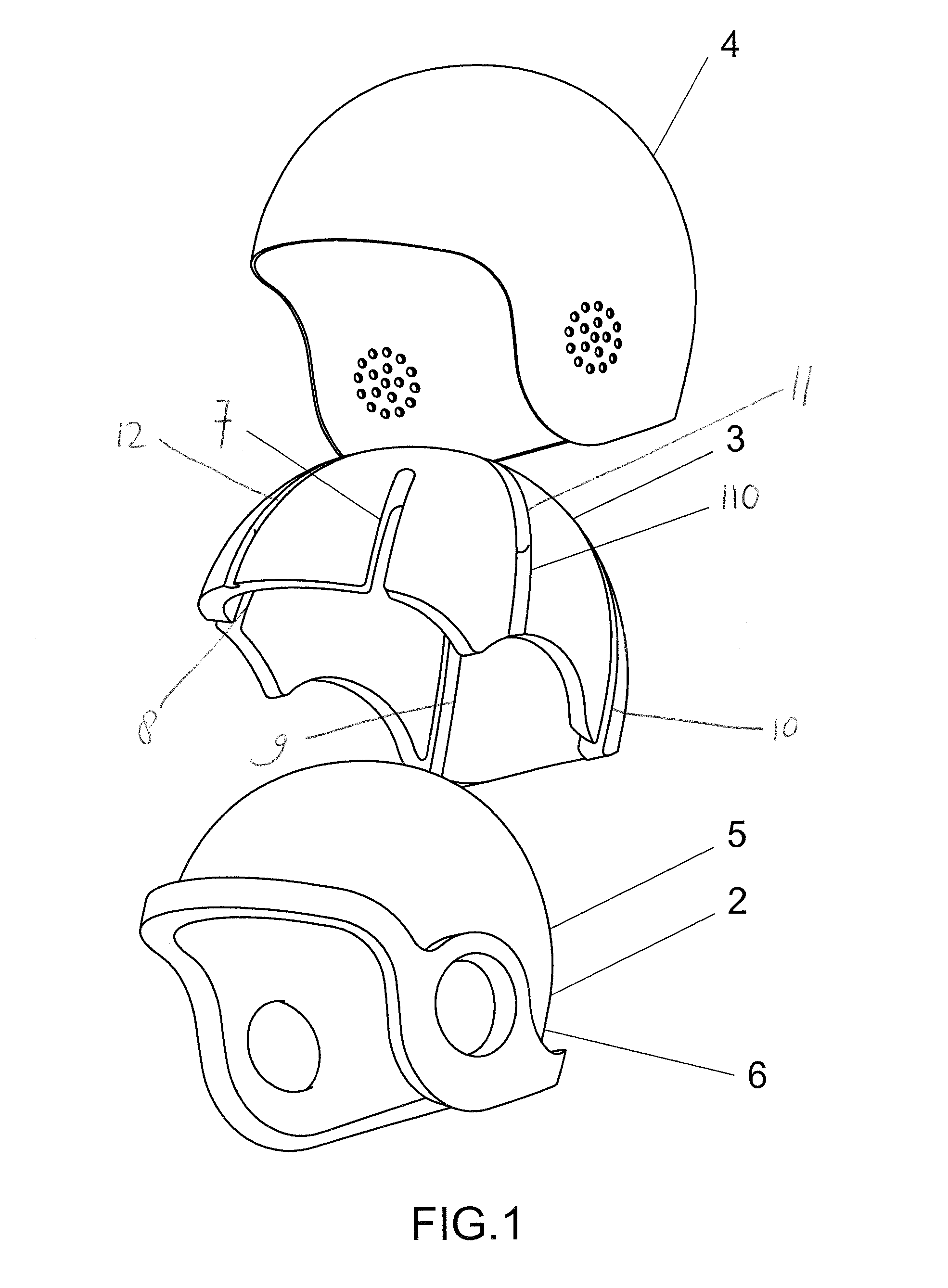 Impact core for insertion inside an outer shell of a helmet