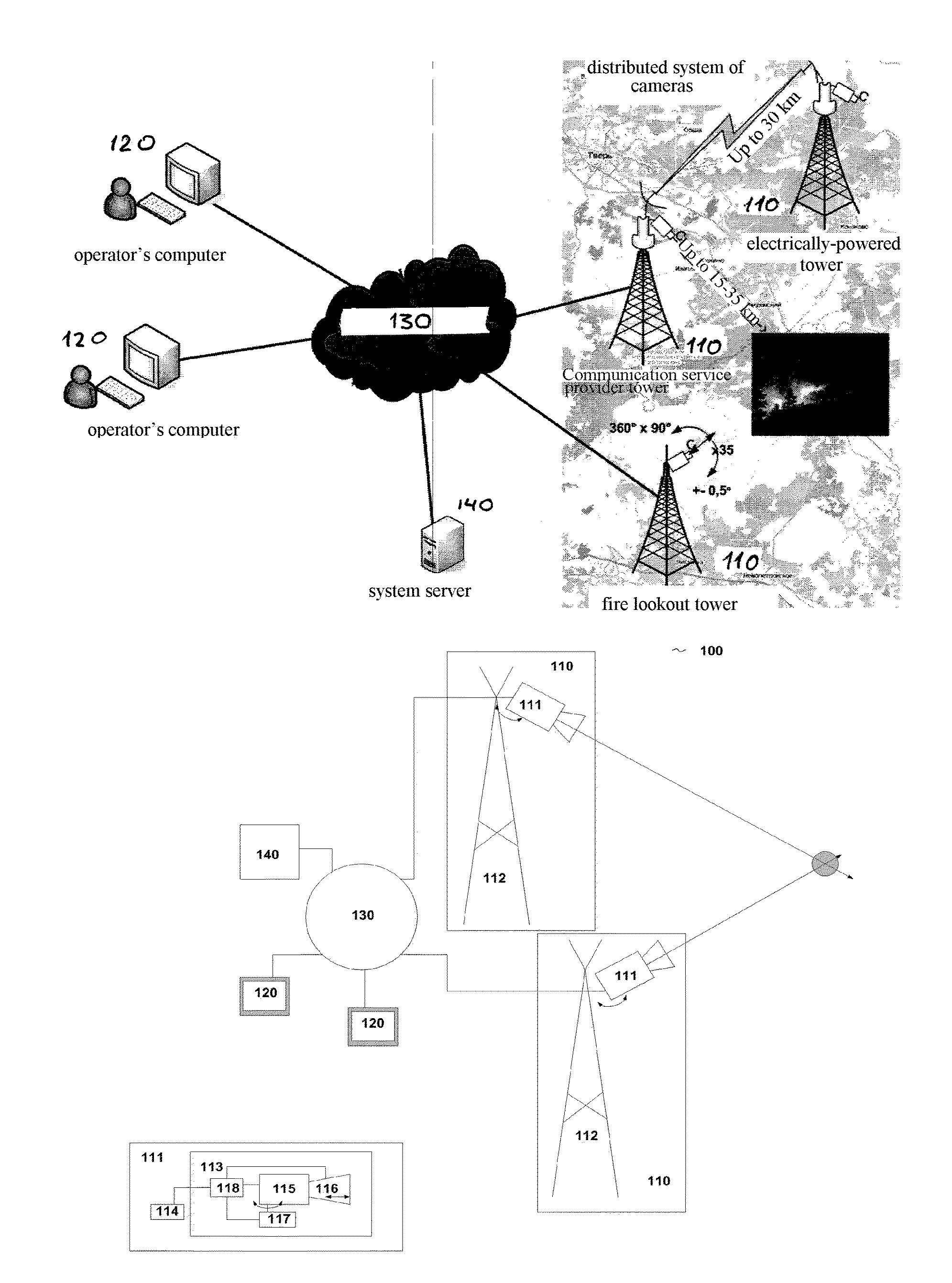 Forest fire video monitoring system and method