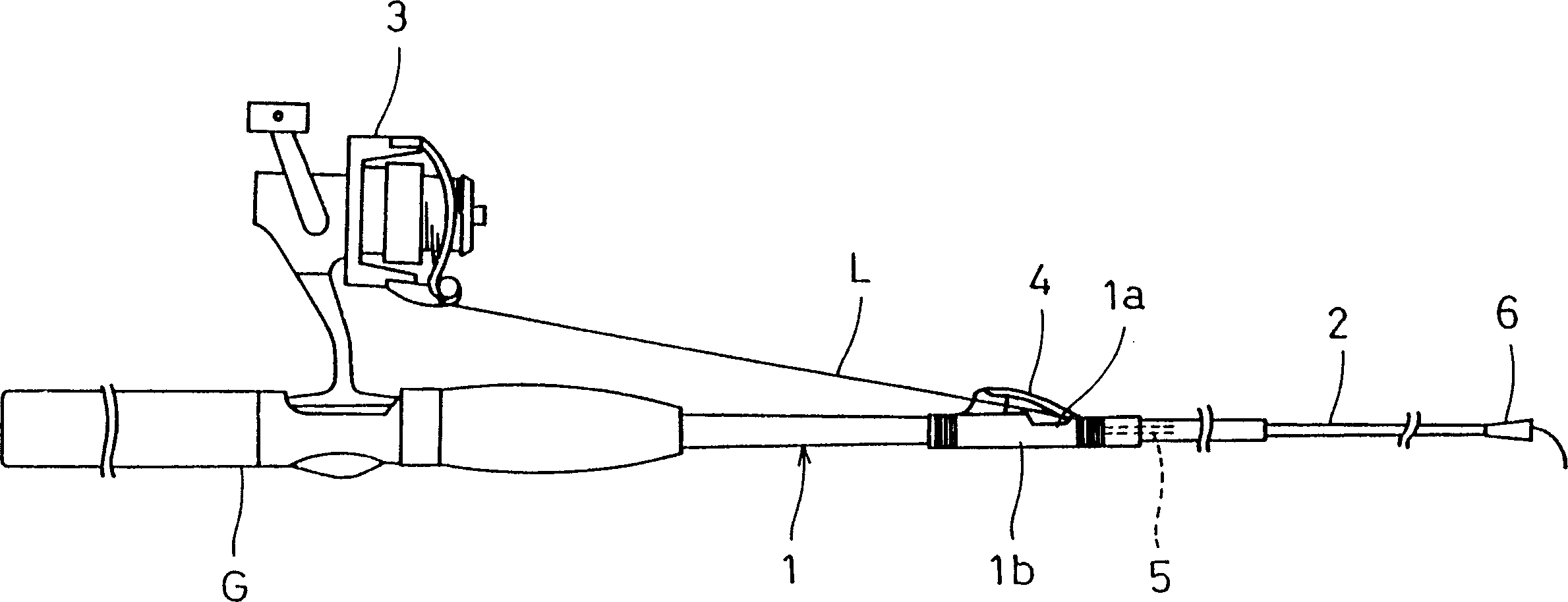 Fishline guide frame for through-line type fishing rod